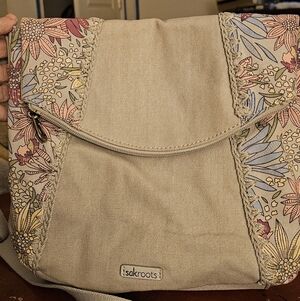 Sakroots Beige Crossbody Bag with Floral Accents(no Stains)